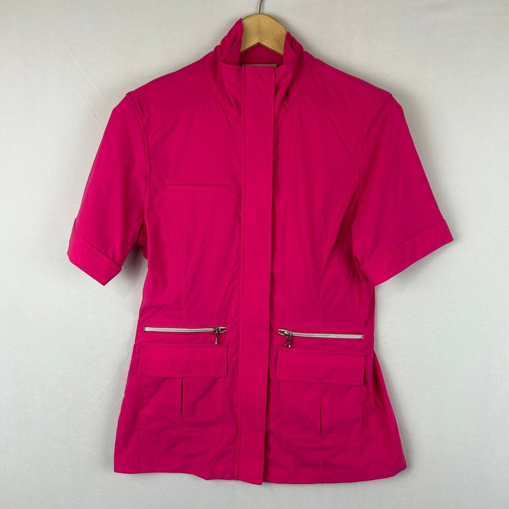 Anatomie Elizabeth Pink Full Zip Jacket Short Sleeve 2585 Women's Size M